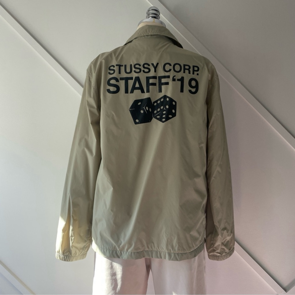 Stussy Corp Staff 19 Dice Coach Jacket Nylon Shell Khaki - Small - Picture 4 of 14